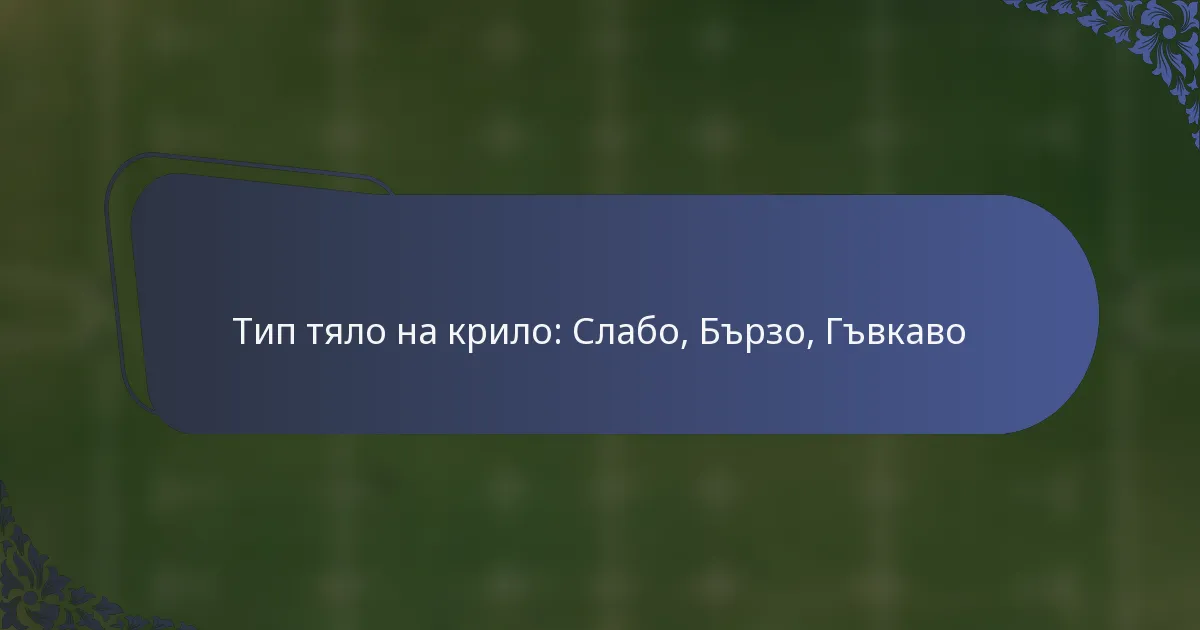 Тип тяло на крило: Слабо, Бързо, Гъвкаво